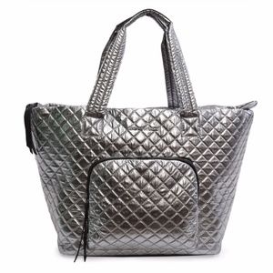 Adrienne Vittadini Metallic Quilted Nylon Tote NEW